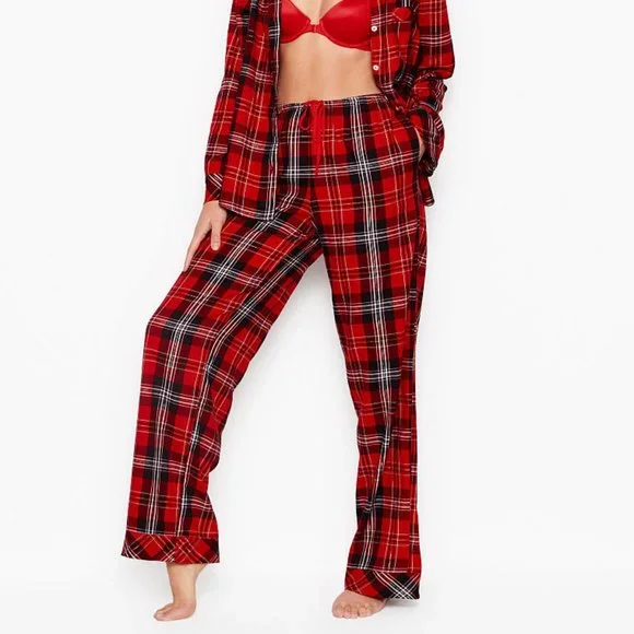 NWT VS M Cotton Flannel PJ Set Red Black Plaid - Picture 5 of 16